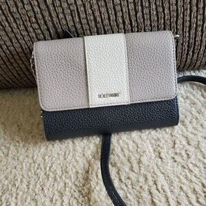 Nine West black Tan and Cream Crossbody Bag Silver Tone Accents